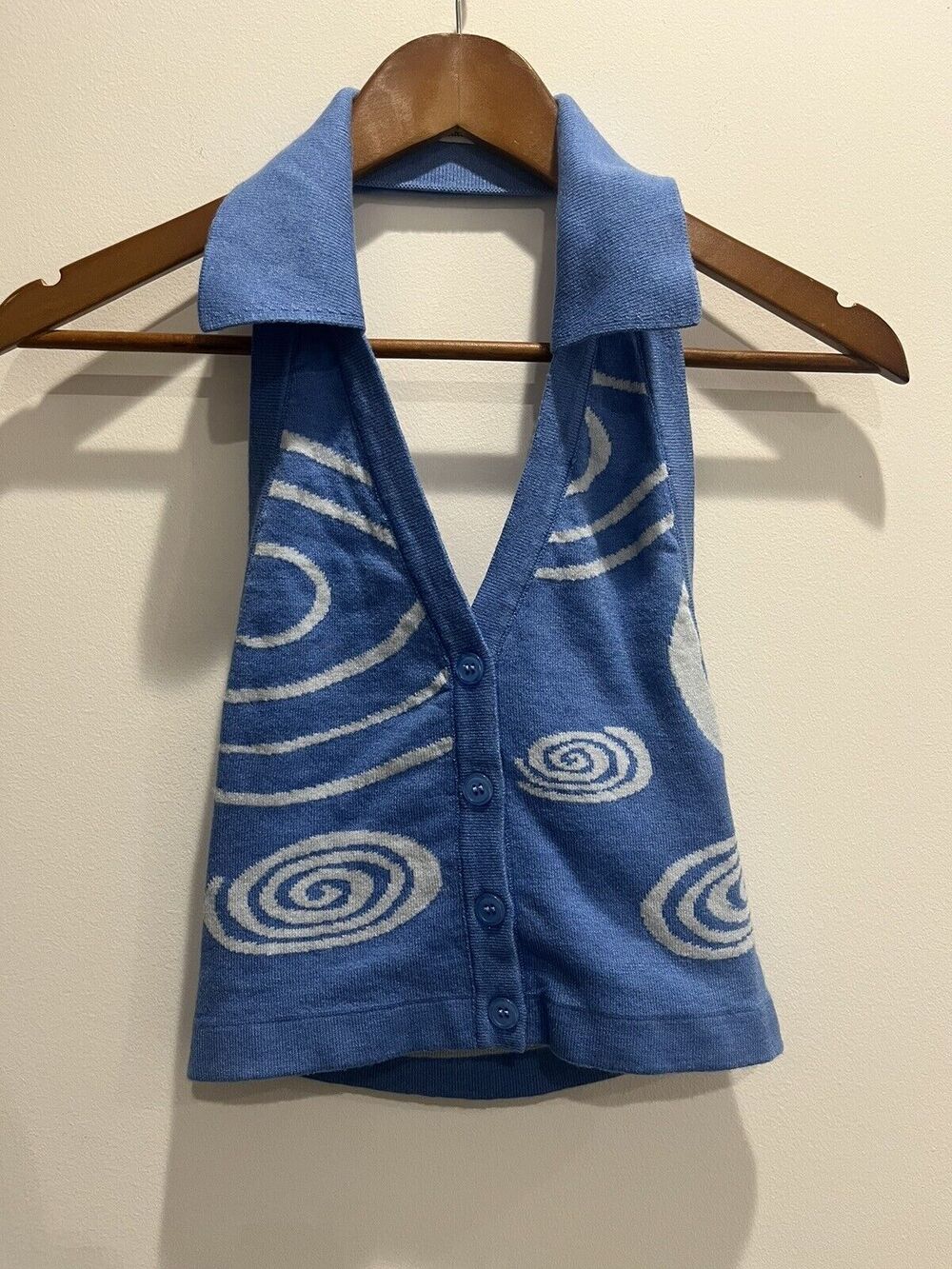 Colorful Natalie Blue Croptop With Collar EUC Women’s Juniors Small